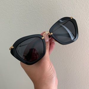 Miu Miu Sunglasses Black with Gold Hardware SMU10N